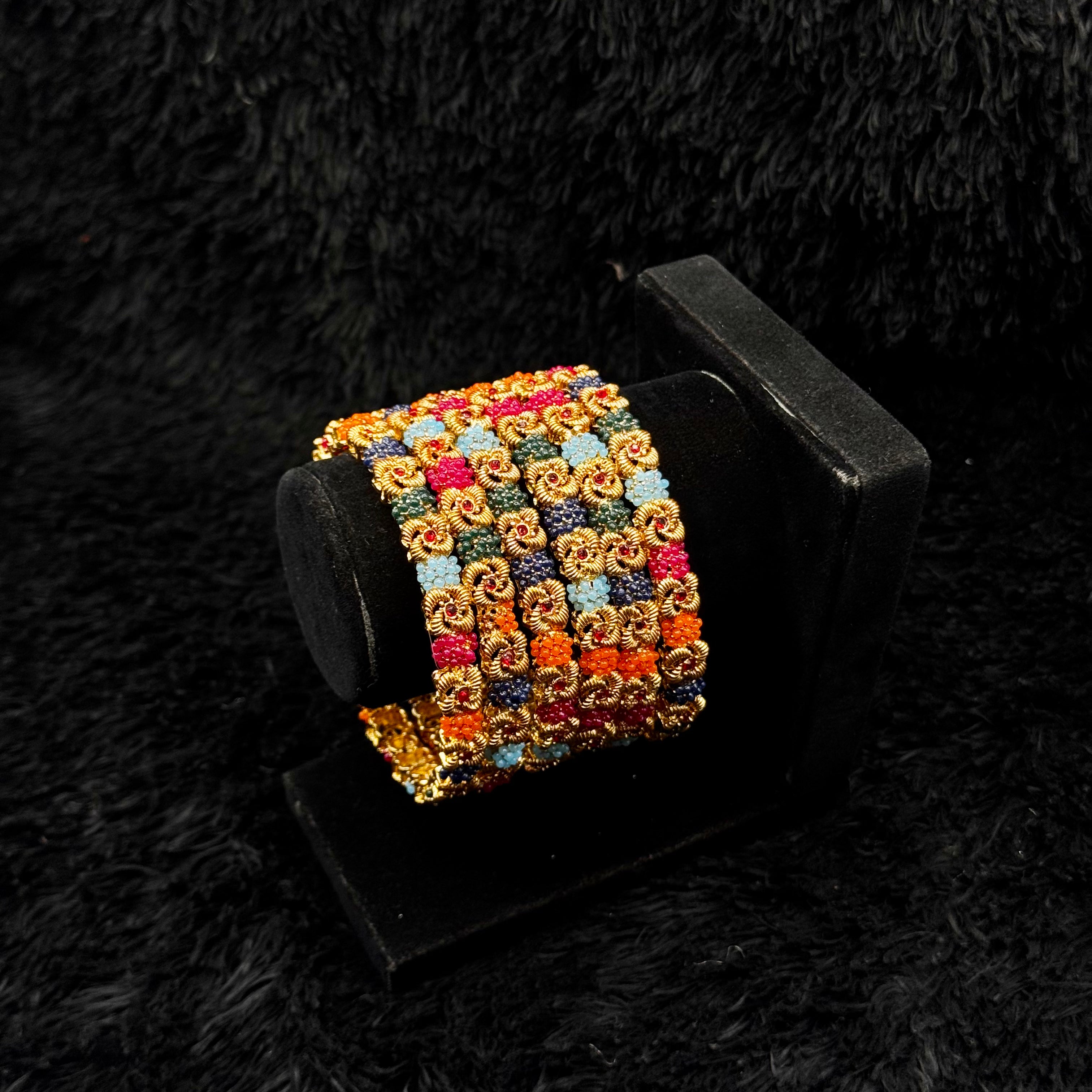 New Rajwadi Multi Stone Openable Bangles