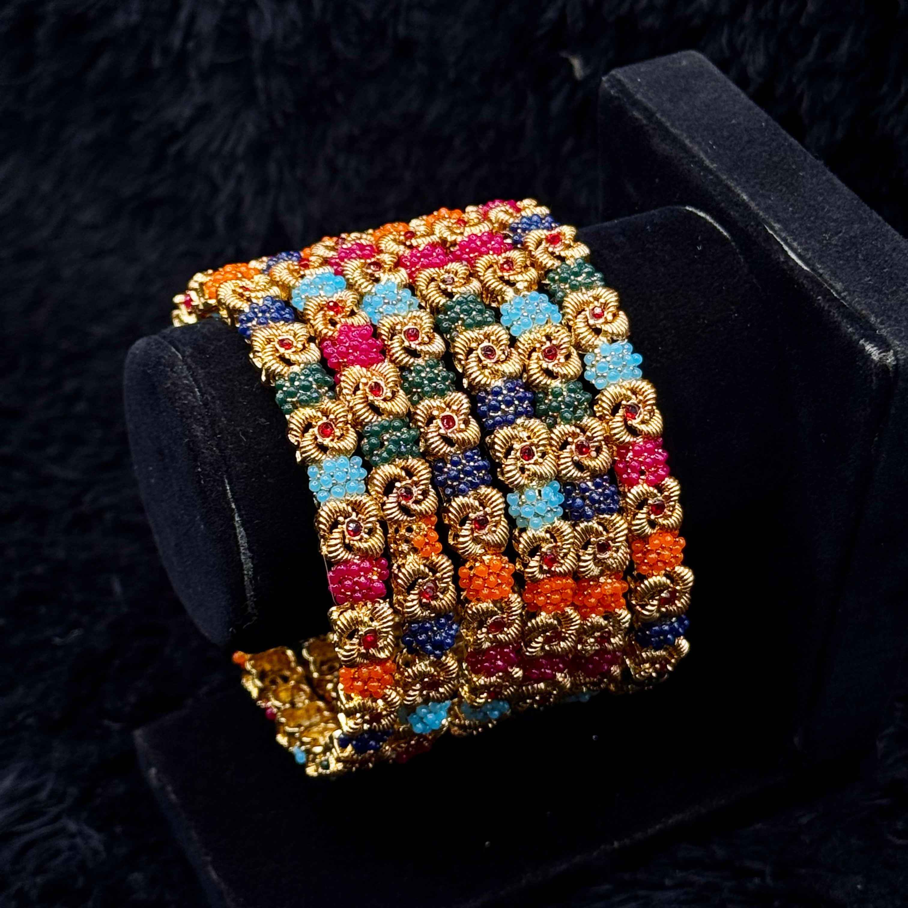 New Rajwadi Multi Stone Openable Bangles