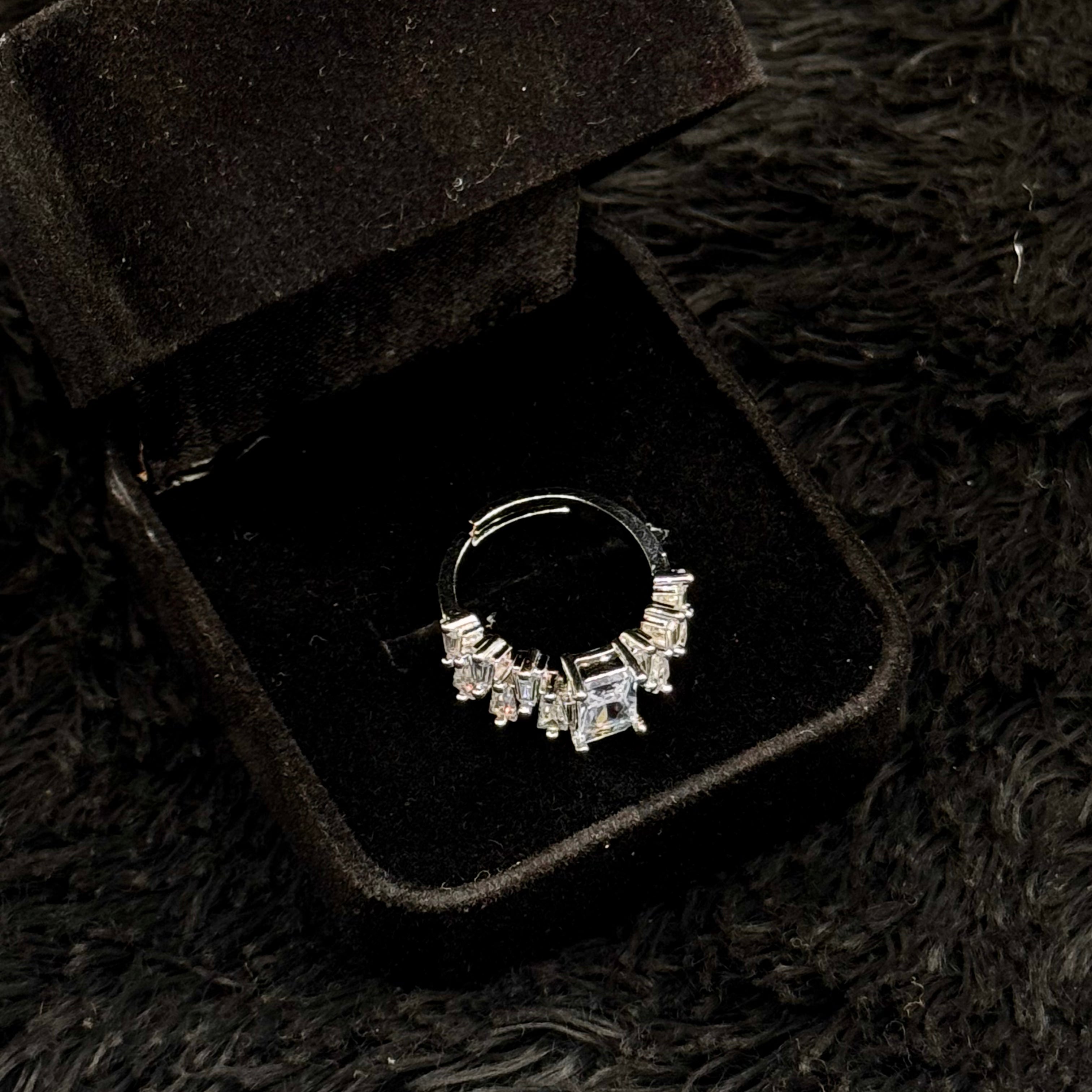 Sparkling Zircon Adjustable Rings