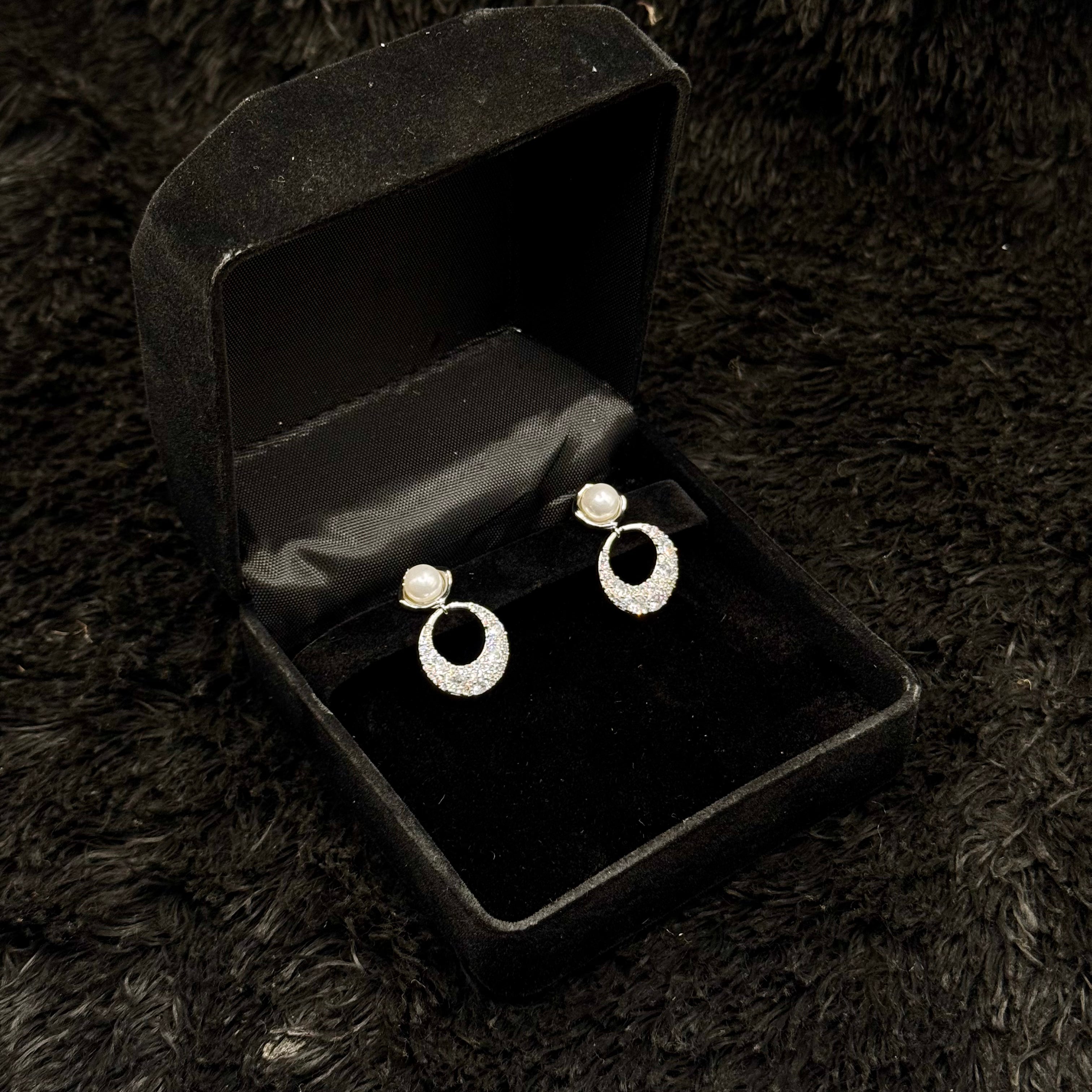 Stylish Silver Pearl Stud Earrings