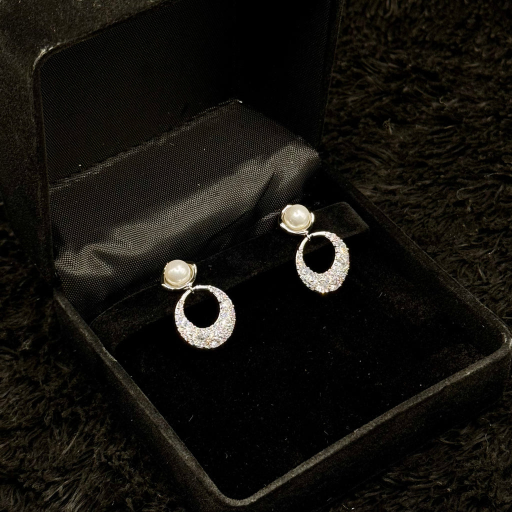 Stylish Silver Pearl Stud Earrings