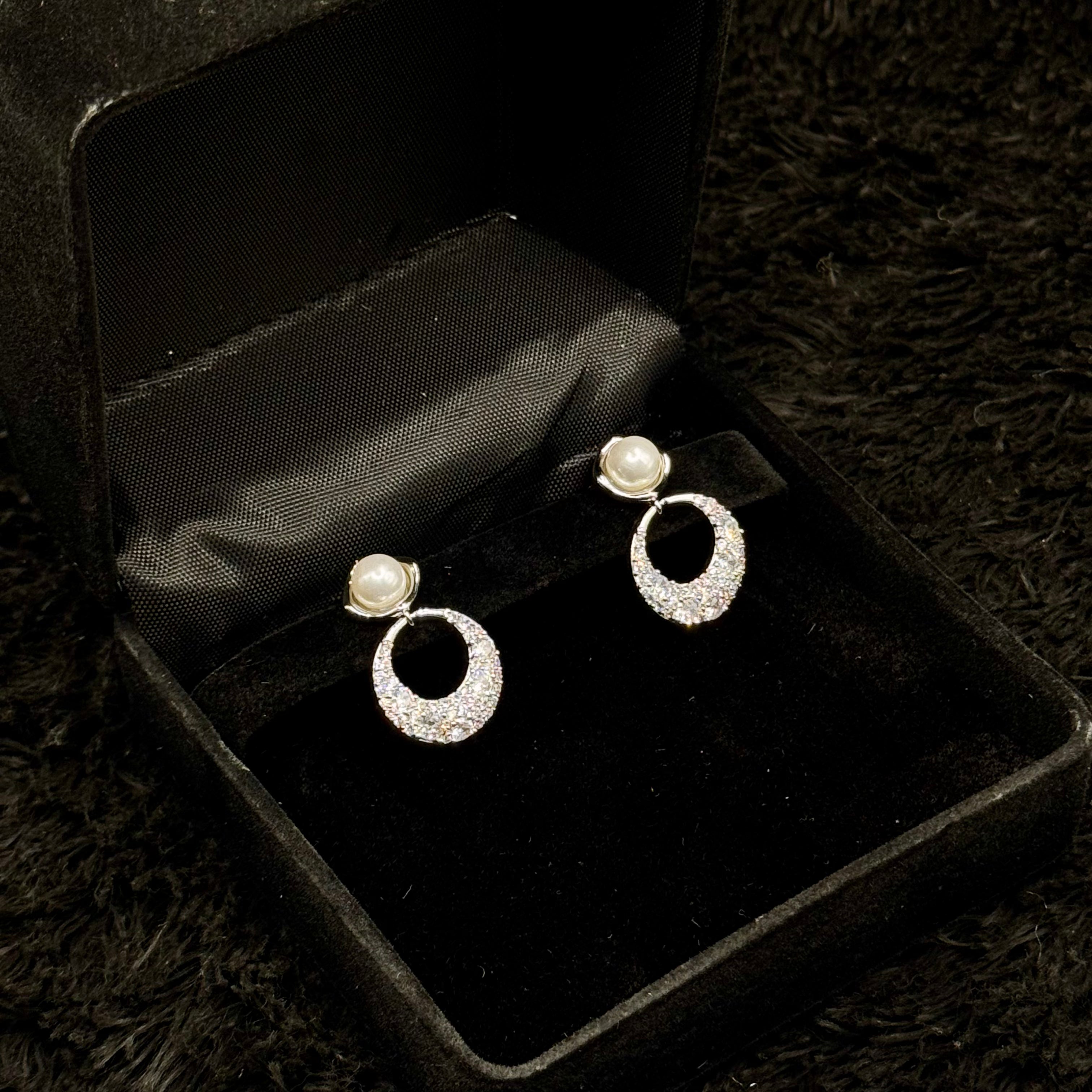 Stylish Silver Pearl Stud Earrings