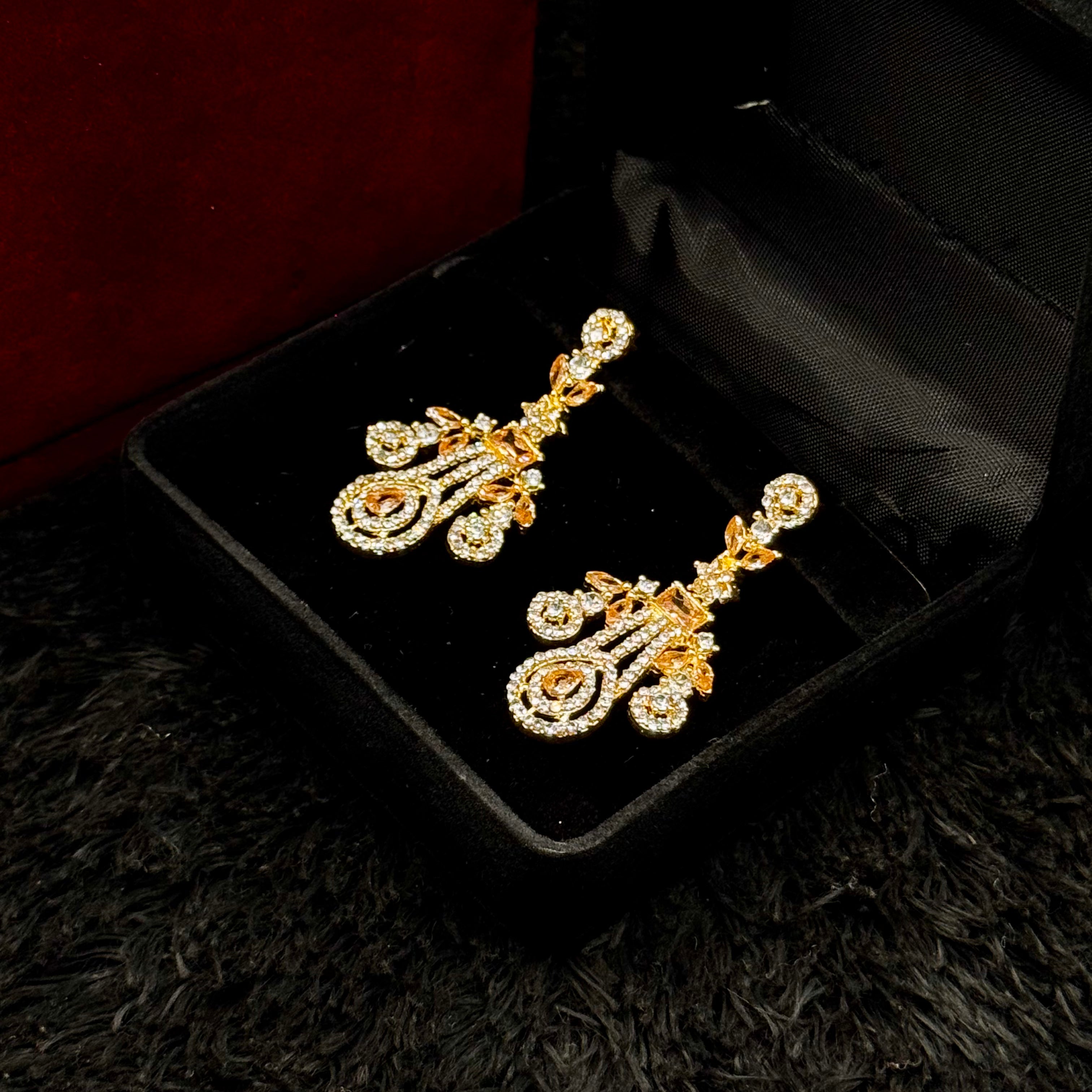 Golden Necklace Cubic Jewelry Set