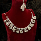 Elegant Silver Necklace Cubic Set