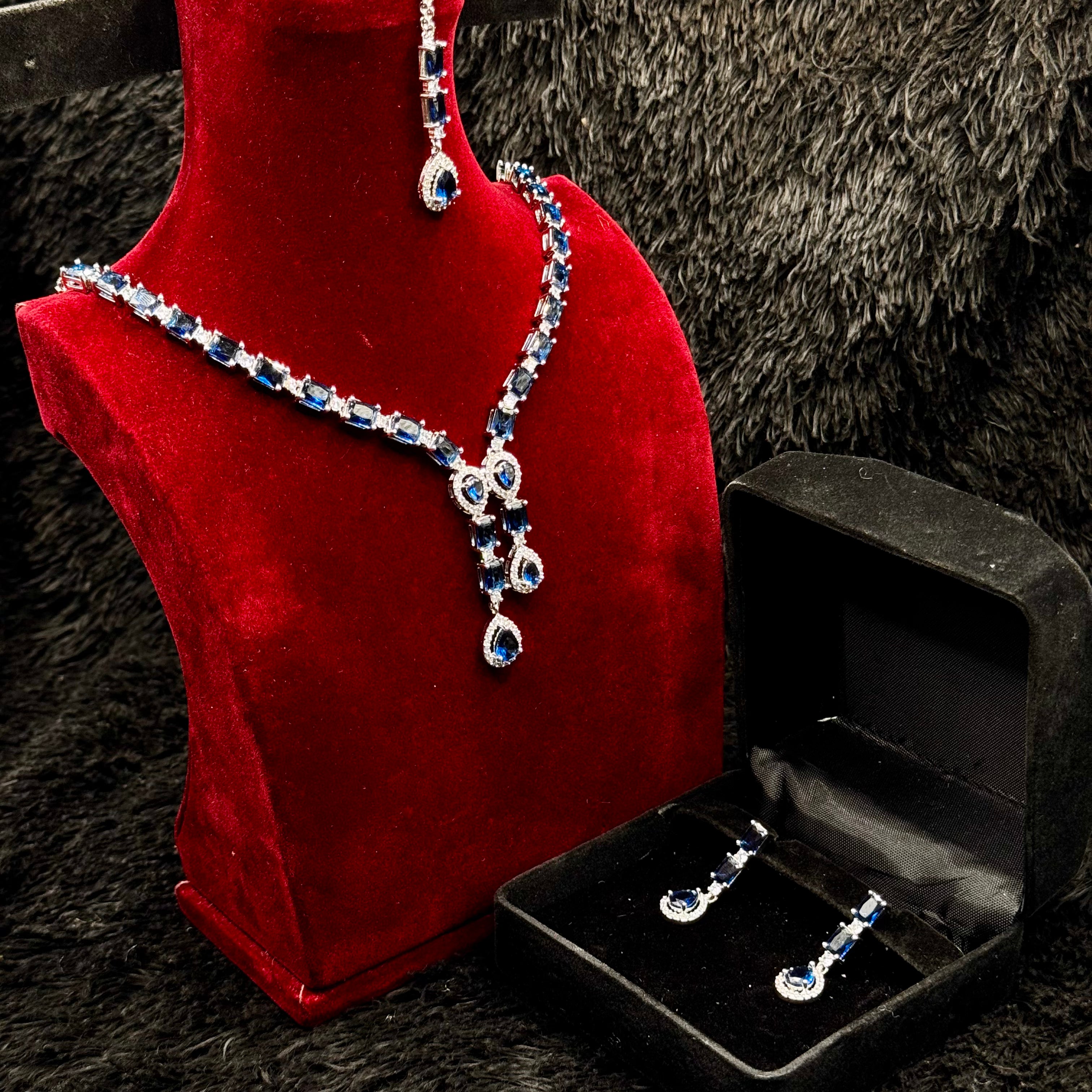 Indian Zircon Jewelry Set (Blue Mint)