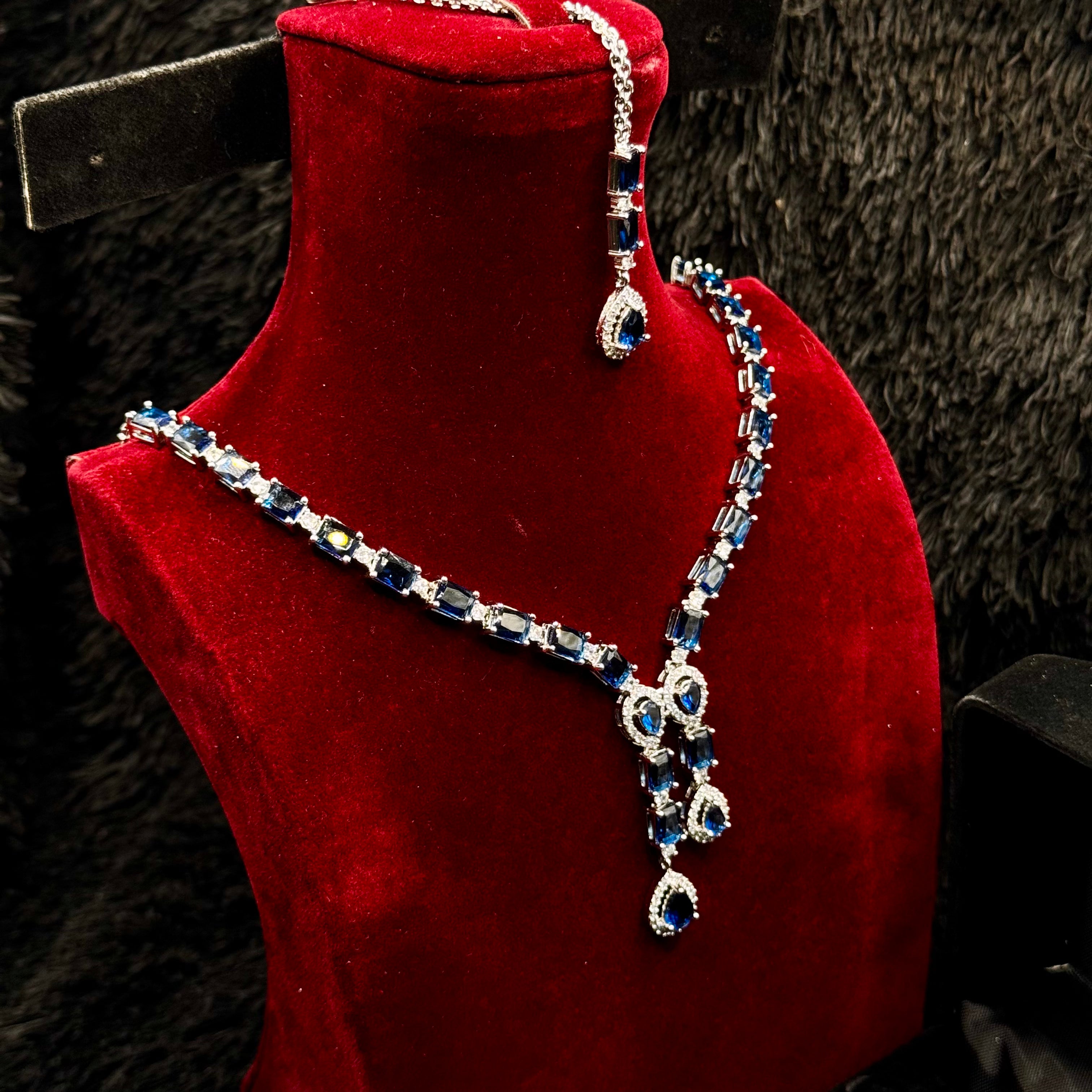 Indian Zircon Jewelry Set (Blue Mint)