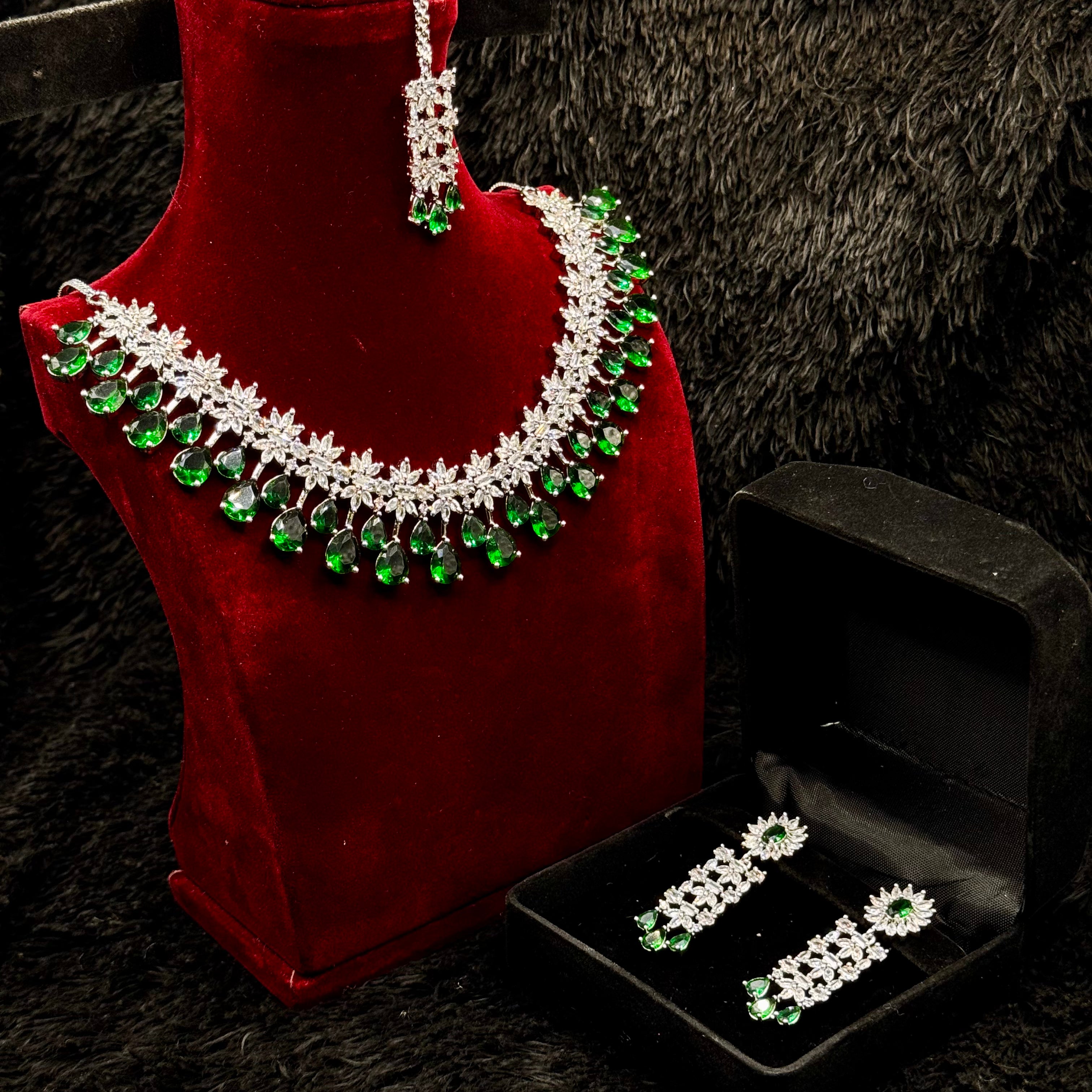 Indian Cubic Jewelry Set (Green)