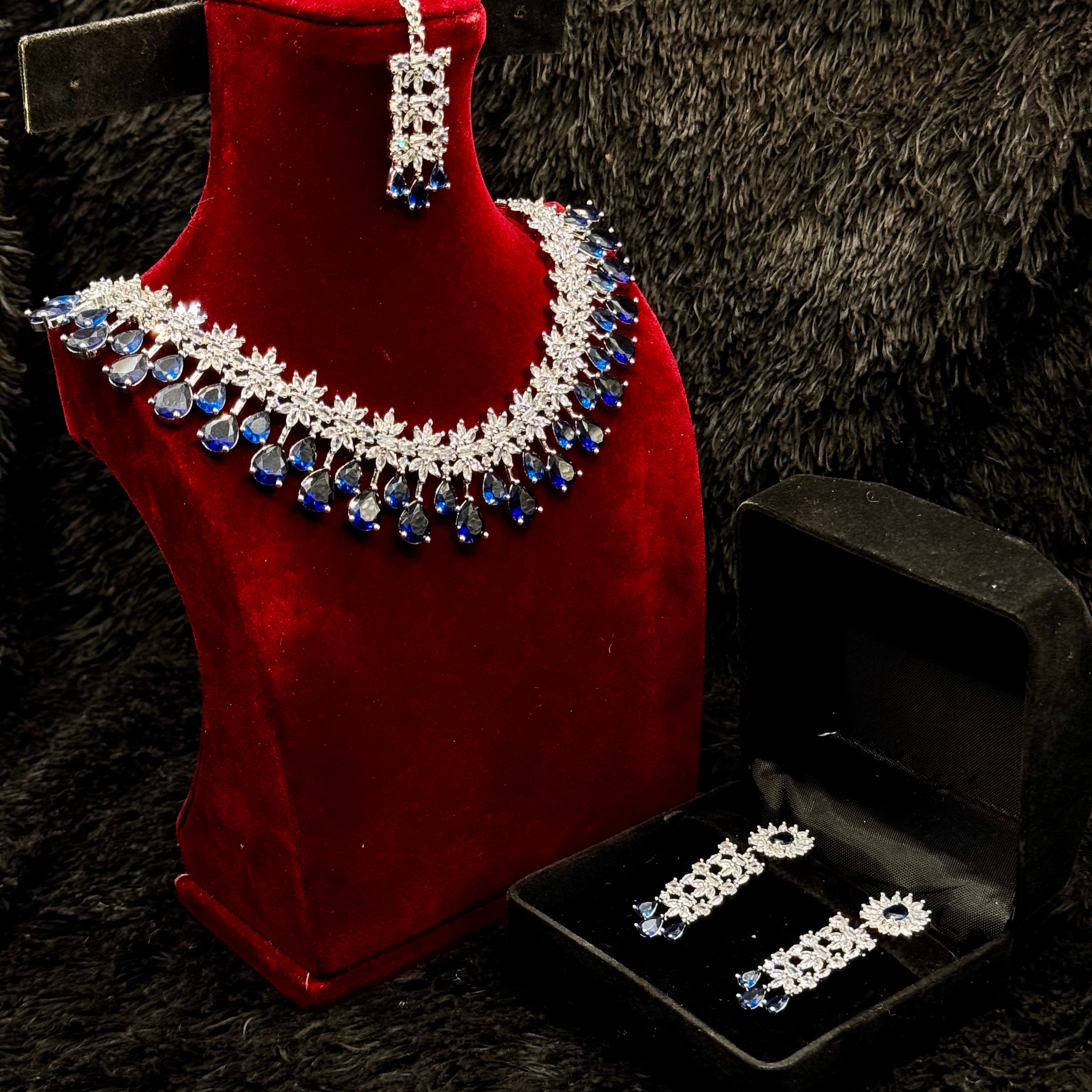 Indian Cubic Jewelry Set (blue)