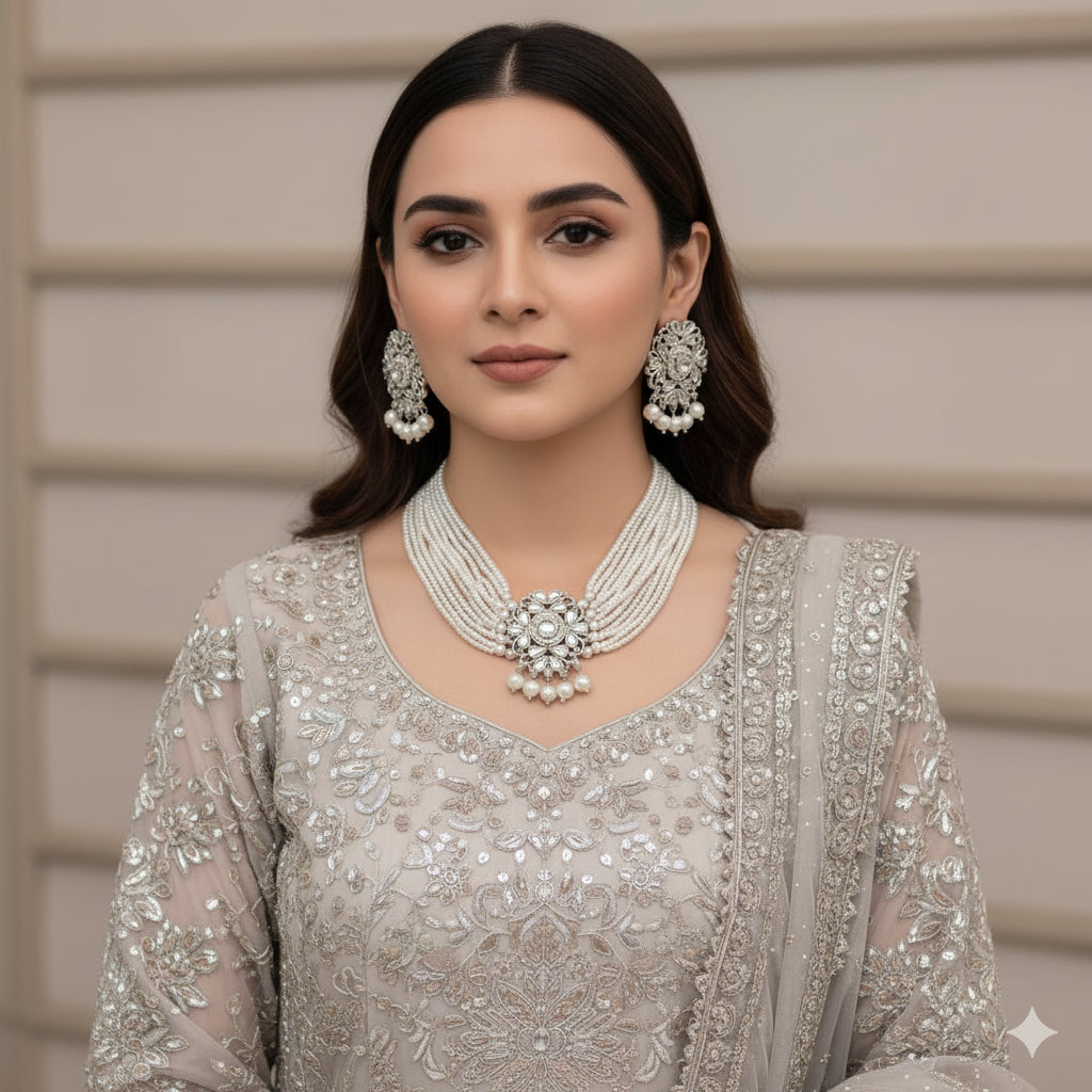 Indian Pearl Pooth Choker Set