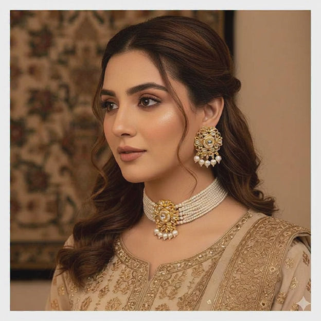 Indian Pearl Pooth Choker Set
