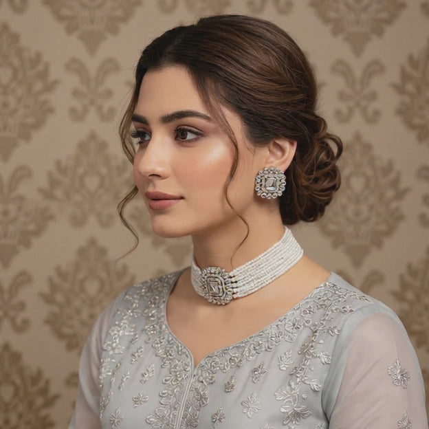 Indian Pearl Pooth Choker Set